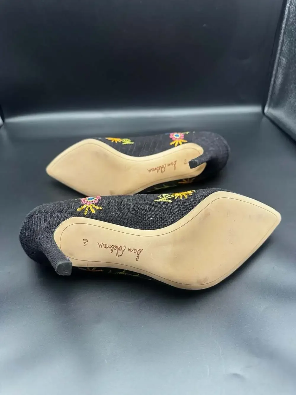 Sam Edelman Hazel Pointed Toe Embroidered Floral Heels Size 8.5 - Picture 4 of 5